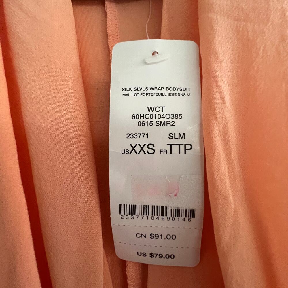 Bebe XXS NWT Pink Mulberry Silk Blend Bodysuit Top Sleeveless Deep V Neck - Picture 9 of 9